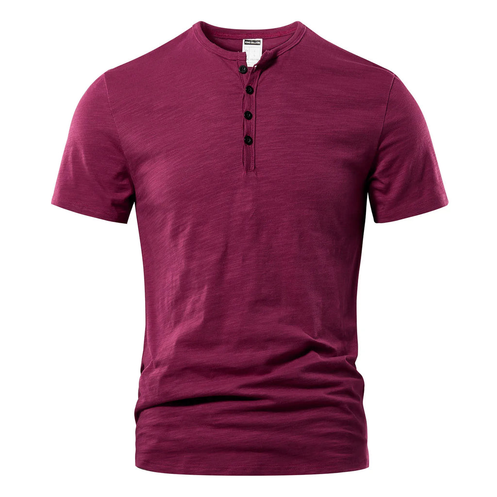 T Shirt Männer Casual Hohe Qualität Sommer Kurzarm Henry neck Herren T Shirts Mode Grundlegende T-shirt Männlich