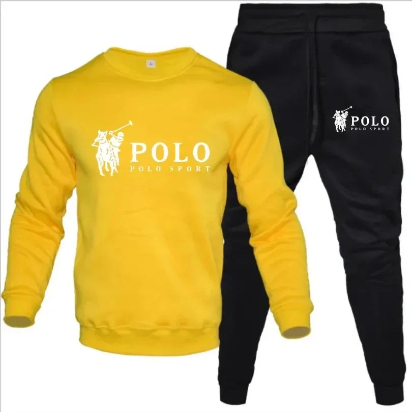 Frühling und Herbst Freizeit Fitness Jogging Mode Anzug Herren und Damen Rundhalspullover mit langen Ärmeln + Hose 2 Sets