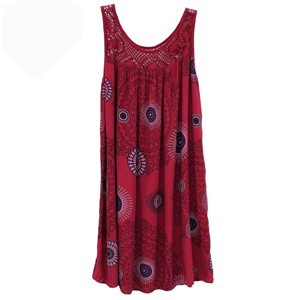 Damenbekleidung, Sommer, ärmelloses Leibchenkleid, Spitzendruck, ärmellos, große Schaukel, lockeres sexy Kleid, langer Rock, Übergröße