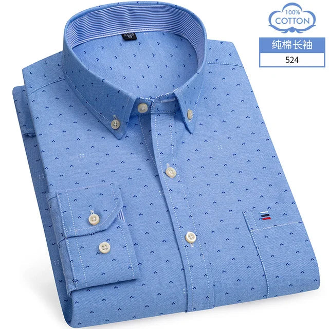 S-6XL Oxford-Hemden für Herren, langärmelig, reine Baumwolle, einfarbig, gestreift, Freizeit, bestickt, Pferd, Streetwear, Business, einfarbig, Büro, 6XL
