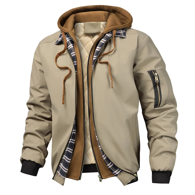 Herbst Winter männer Warme Bomber Jacke Outdoor Mann Dicke Windjacke Wandern Mit Kapuze Mäntel Männer Thermische Sport Zipper Parkas Jacke