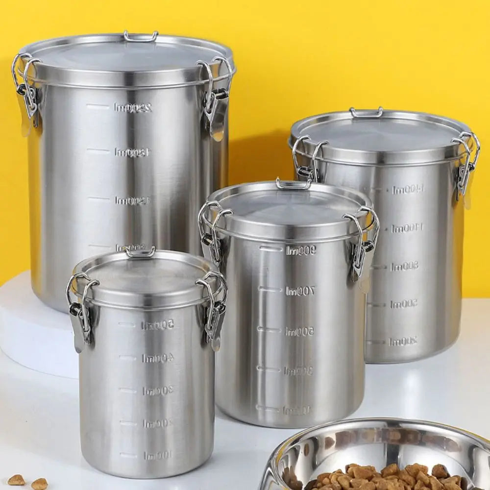 520/1000/1600/2500 ml Edelstahl-Lagertank, auslaufsicher, mit Skala, Getreide-Aufbewahrungsbox, luftdicht, versiegelte Körner, versiegelter Eimer