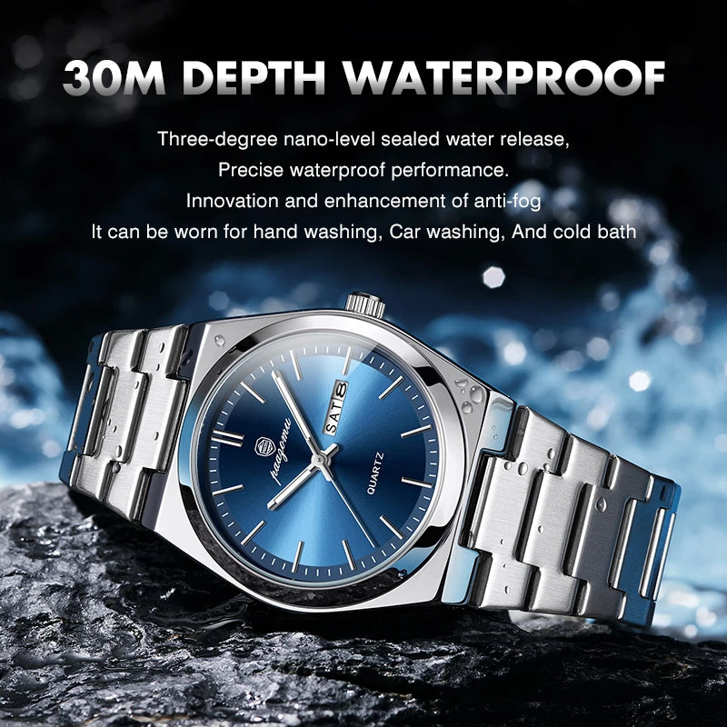 PAAZOMU Luxus Sport Quarz Mann Armbanduhr Wasserdicht Leucht Datum Woche Männer Uhren Edelstahl herren Uhr Männlich Reloj + box
