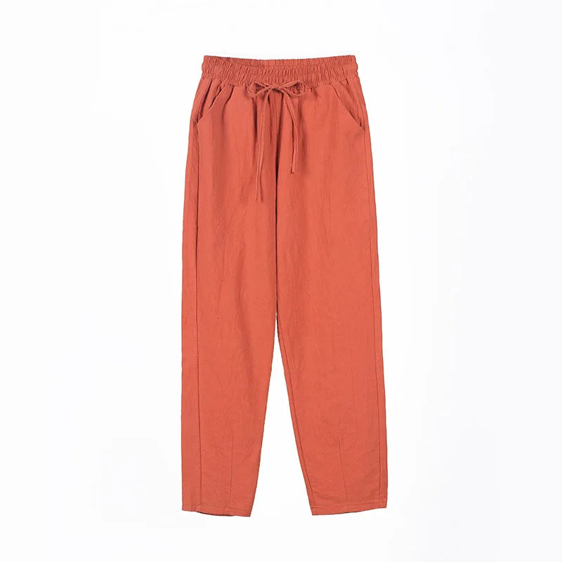 Frauen Frühling Sommer Hosen Baumwolle solide elastische Taille Süßigkeiten Farben Mode Harems hose lässige weibliche Hosen