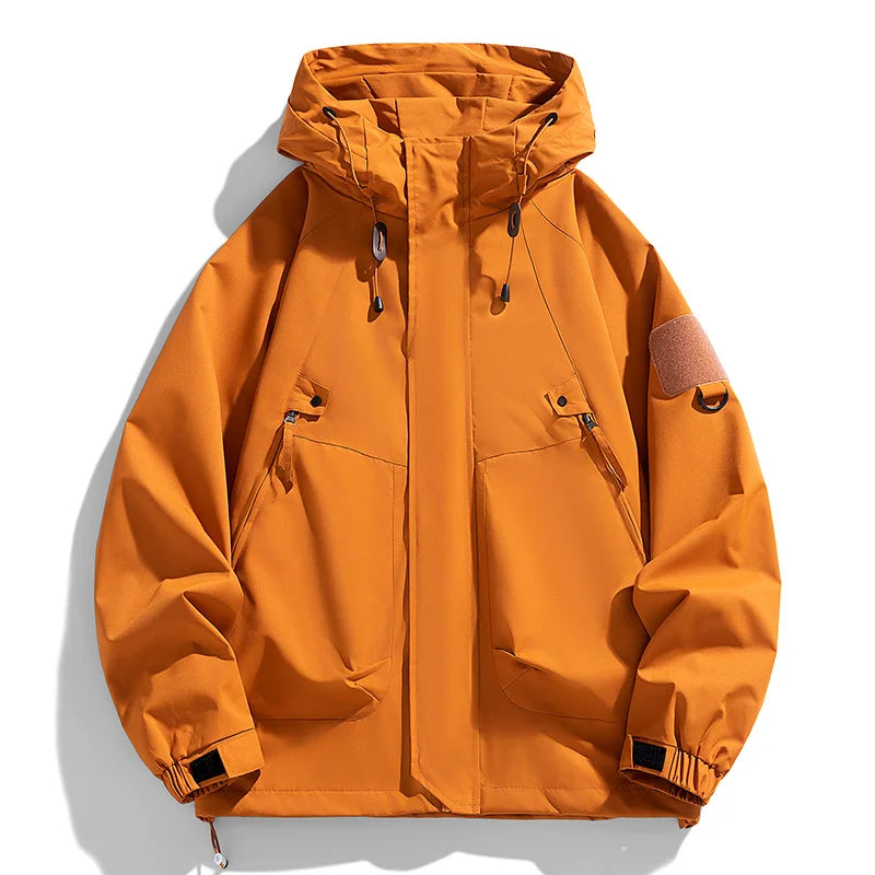 Windjacken Männer Kapuzenjacke Reißverschluss Mantel Fracht Wasserdicht Schwarz Bomber Camping Lose Dünne Softshell Mit Kapuze Wanderjacke