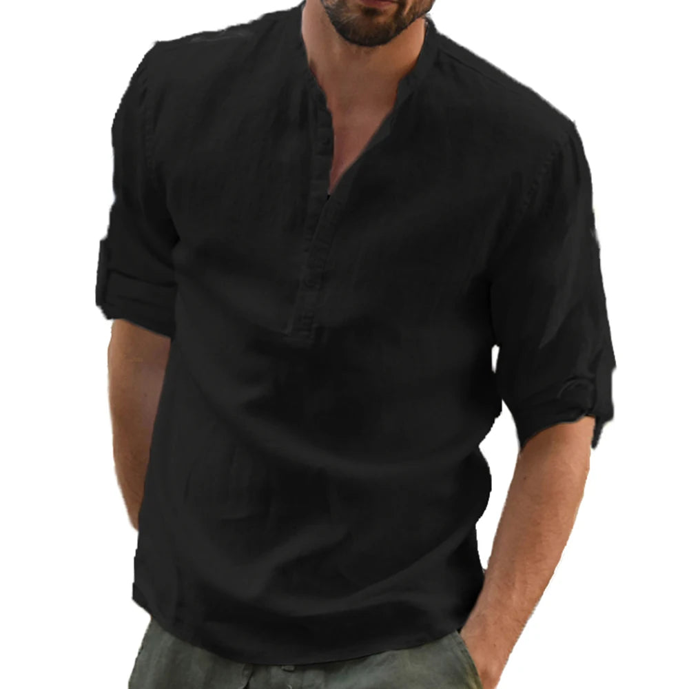Neue Männer Casual Bluse Baumwolle Leinen Hemd Lose Tops Langarm T-shirt Frühling Herbst Casual Schöne Männer Shirts