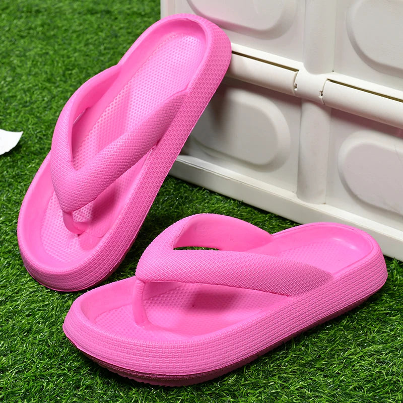 Flip-Flops für Herren und Damen, Sommer, rutschfest, für den Außenbereich, lässig, leichte Strandsandalen, dicke Plattform, Haus-Badezimmer-Hausschuhe