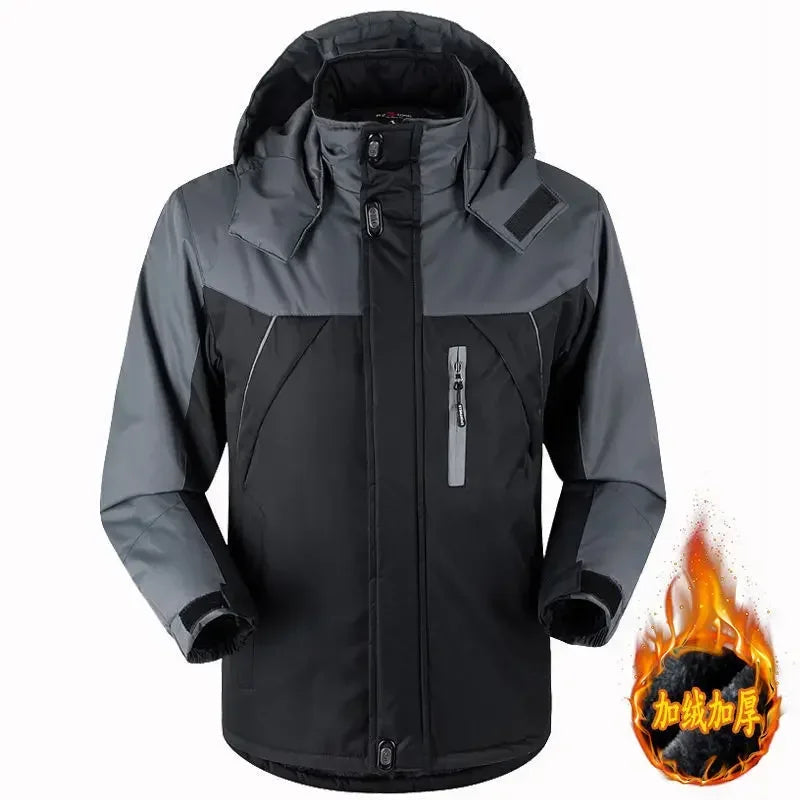 Winter Männer  Jacke Wasserdicht Wandern Ski Plus Samt Windjacke Jacken Abnehmbare Kapuze Große Größe Parkas