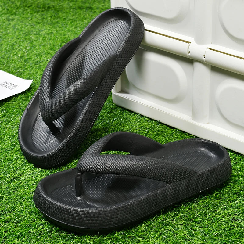 Flip-Flops für Herren und Damen, Sommer, rutschfest, für den Außenbereich, lässig, leichte Strandsandalen, dicke Plattform, Haus-Badezimmer-Hausschuhe