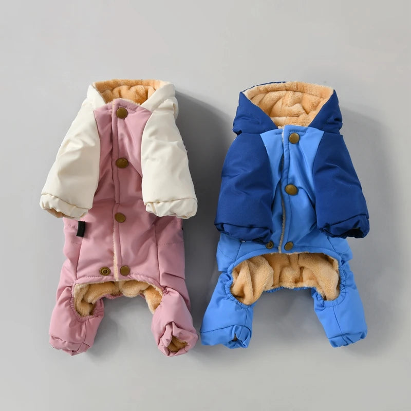 Harness Hoodie Overall Kleidung für Hunde für den Winter kleine mittelgroße Rassen Haustierkleidung für Katzen Welpen Tier Schneeanzug Mädchen