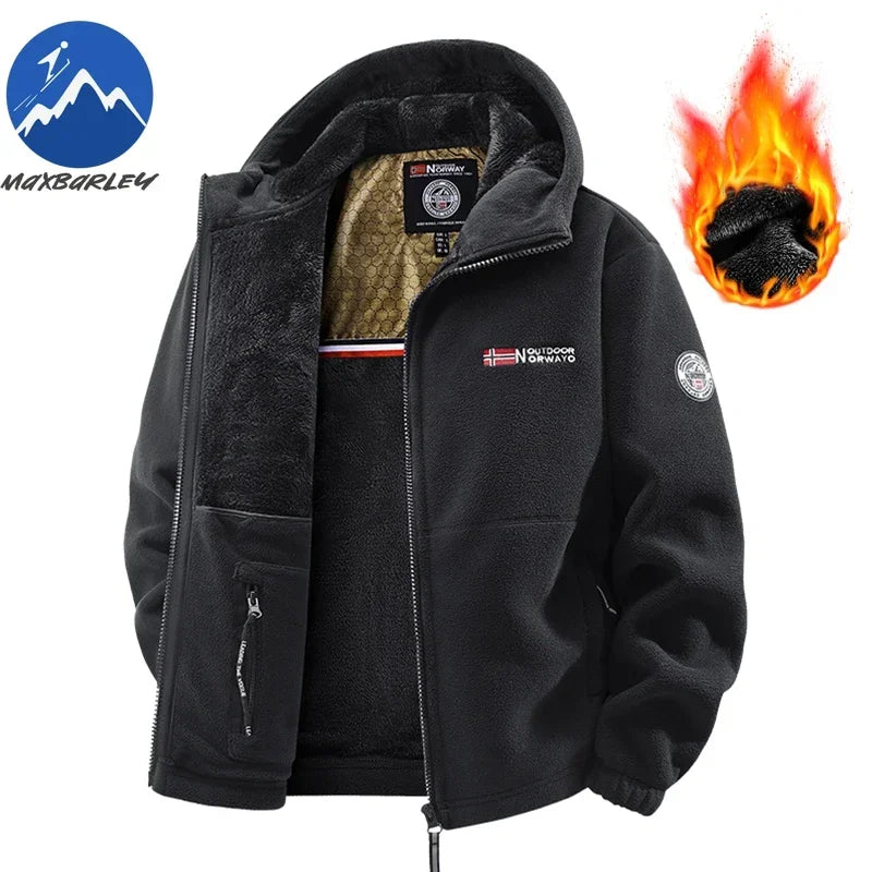 Heißer Verkauf Herren Herbst und Winter mit Kapuze norwegische Fleecejacke, Fleecejacke, Outdoor-Paar plus dicke Fleece-warme Jacke
