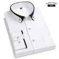 Neue Mode Frühjahr Elastische Nicht-eisen Langarm-shirt Männer der Jugend Kristall Taste Patchwork Kragen Nicht Baumwolle Business hemd Männer