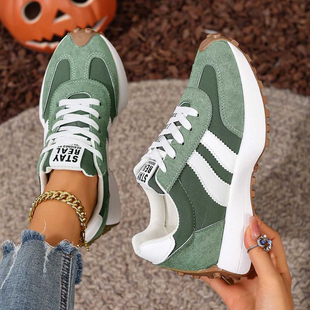 Frauen Turnschuhe Retro Frühling Herbst Turnschuhe Frauen Casual Flachen Boden Runde Kappe Sport Schuhe Modische Designer Schuhe Frauen