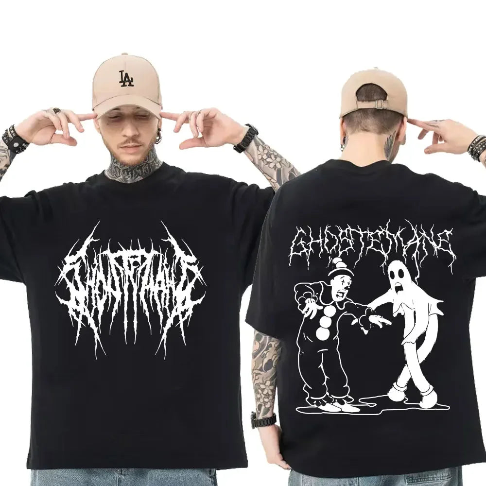 Männer Frauen Drucken T-shirt Mode Hip Hop Metall Gothic Rock T Shirt Lose Streetwear Sommer Lose Sport T Shirt Y2K Kurzarm