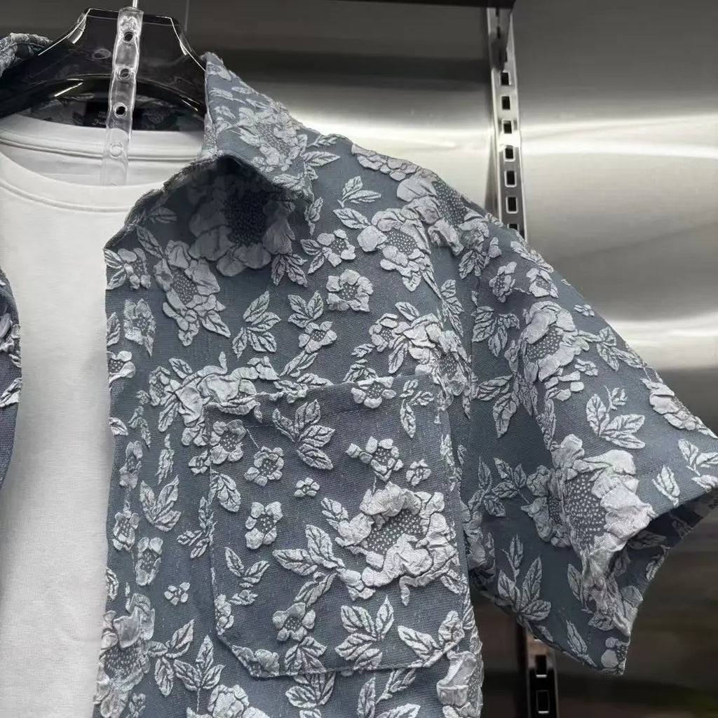 Sommer Shirts + Hosen Männer Sets Neue Männer Casual Druck Hemd Zwei Stück Herren Sportswear Jogger Trainingsanzüge Mode Anzug