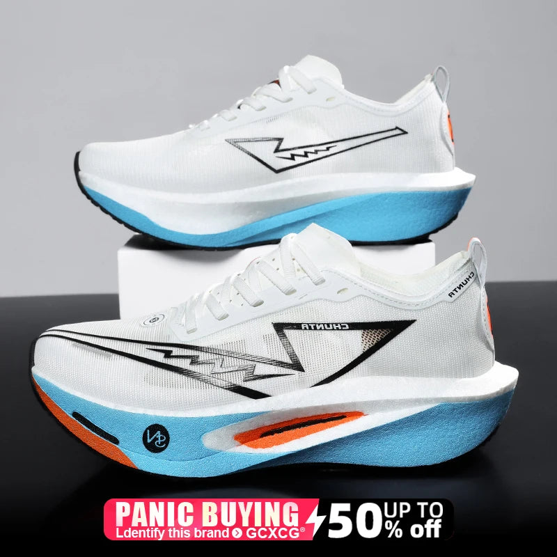 Laufschuhe mit Carbonplatte, Spezial-Marathon-Schuhe für Herren, Atmungsaktive Leichte Damen-Sneaker, Bequeme Rutschfeste Chunta-Schuhe