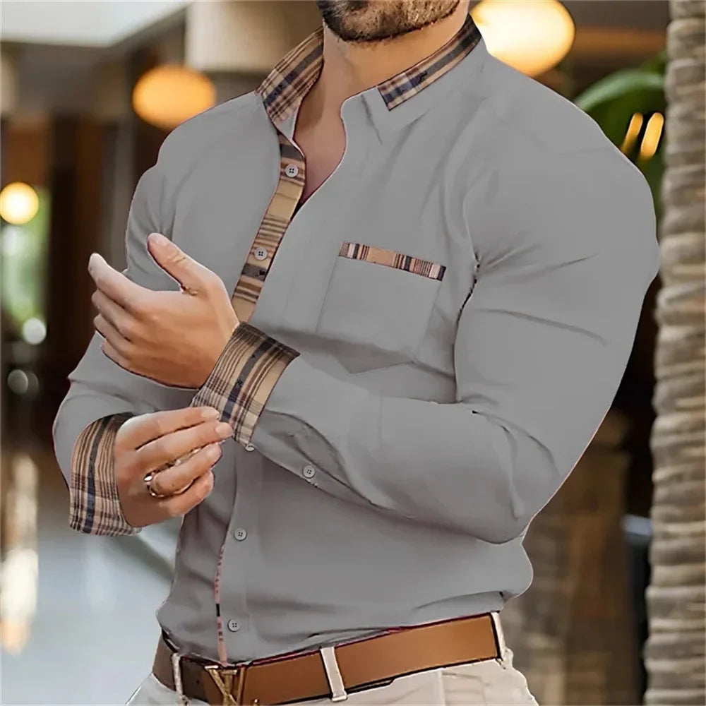Herren-Business-Revershemd, Büro, lässig, Outdoor, Straßenhemd, weich und bequem, hochwertiges Herren-Top, große Größe XS-6XL