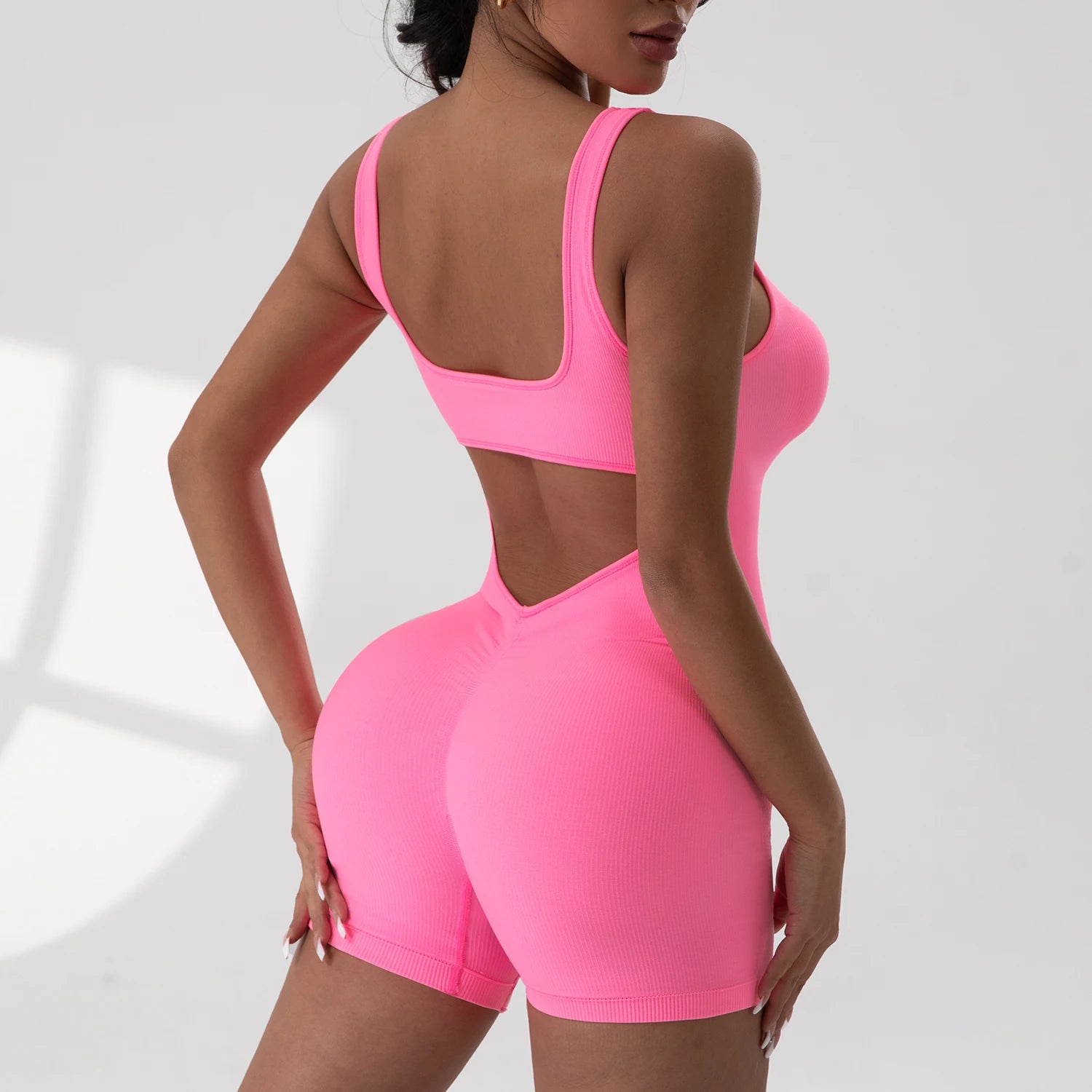 V-förmiger freiliegender Taille für Damen, Sommer-Overalls, Fitness, Alltagskleidung, lässige Yoga-Workout-Overalls