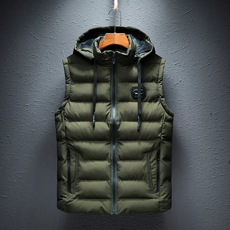 Neue Mit Kapuze Casual Weste Jacke für Männer Herbst Winter Warm Ärmel Jacke Mode Komfortable Zipper Weste Plus Größe M-6XL
