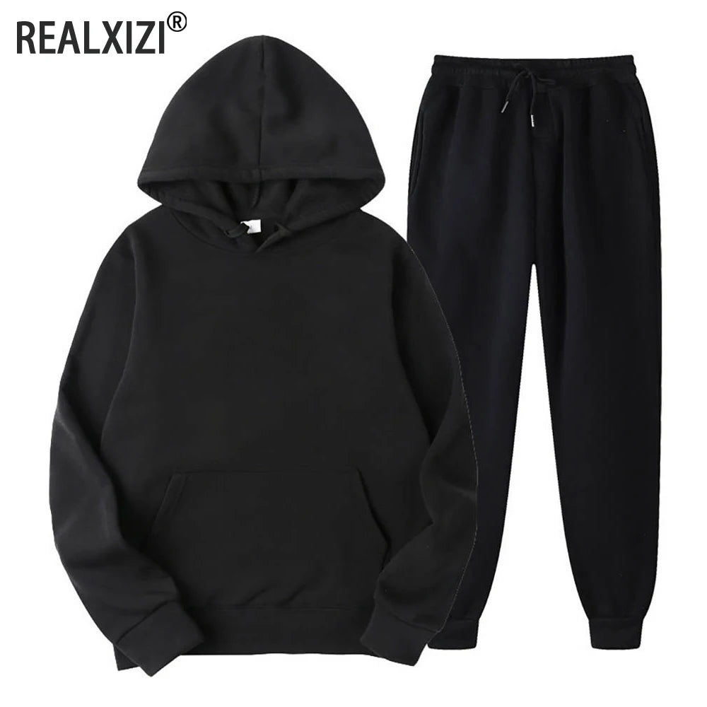 Männer Trainingsanzug 2-teilige Sets Mit Kapuze Sweatshirt + Kordelzug Hosen Männliche Hoodies Laufsport Männer Frauen Herbst Sportwear