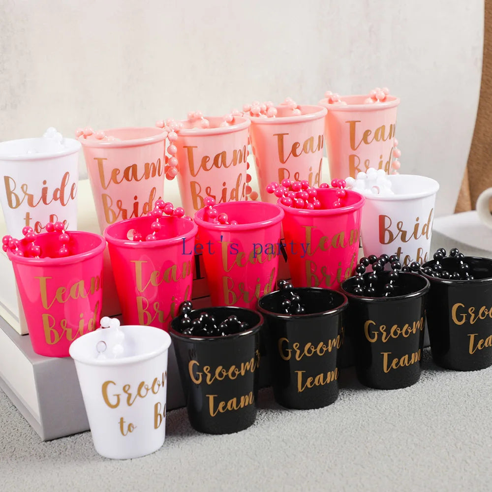 11 Stück Team Bride Trinkbecher Bräutigam zu sein Kunststoff Schnapsgläser für Brautparty, Party, Geschenk, Braut, Hochzeit, Junggesellinnenabschied, Dekoration