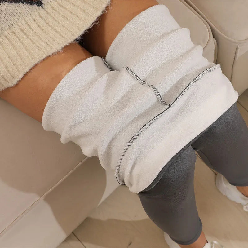 Frauen Lamm Fleece Leggings Nahtlose Hohe Taille Thermische Winter Warme Strumpfhosen Solide Stretchy Casual Hosen Weibliche Streetwear Jogger