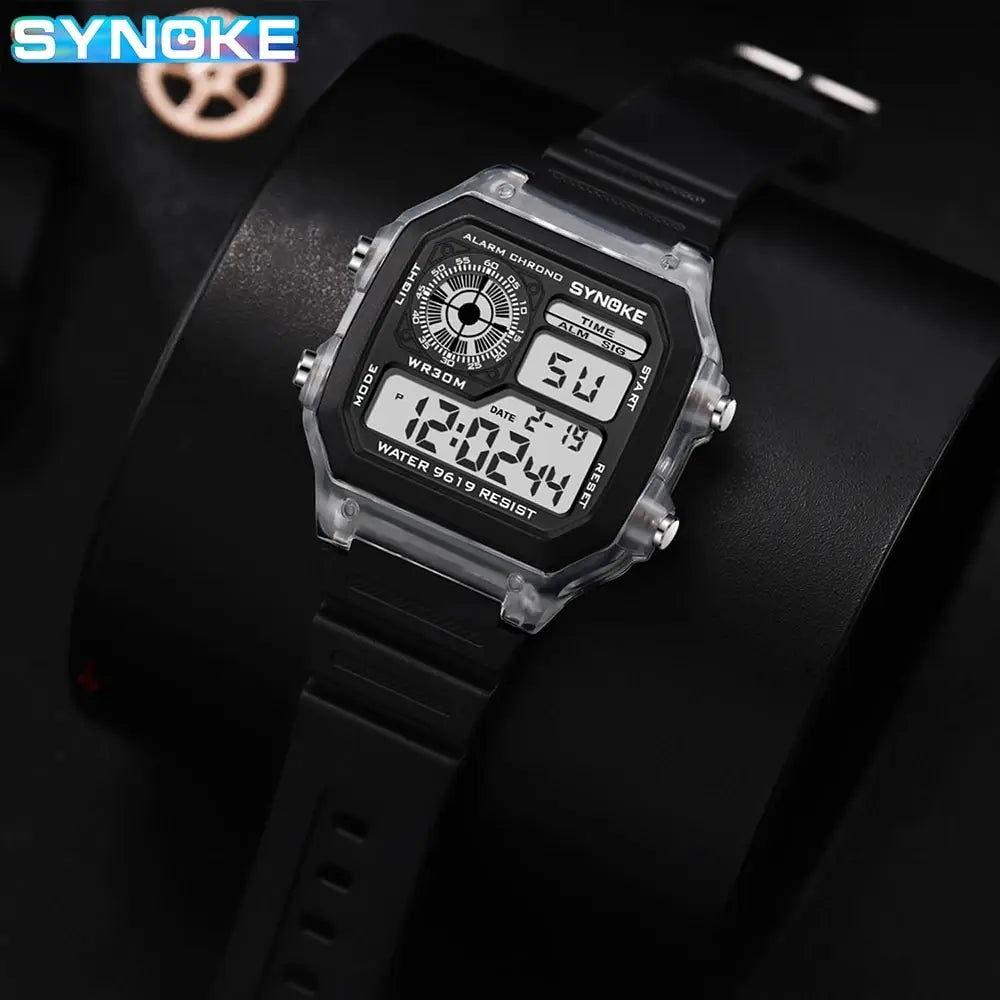 Synoke digital uhren männer sport leuchtende multifunktion wasserdicht chrono armbanduhr outdoor und lauf student sieben lichter