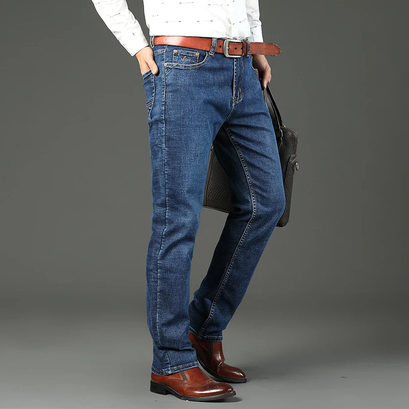 2026 Top-Marke Gewaschene Jeans-Hose Vier-Jahreszeiten-Herren-Jeans Hochwertige Business-Casual-Jeans mit Hohem Bund