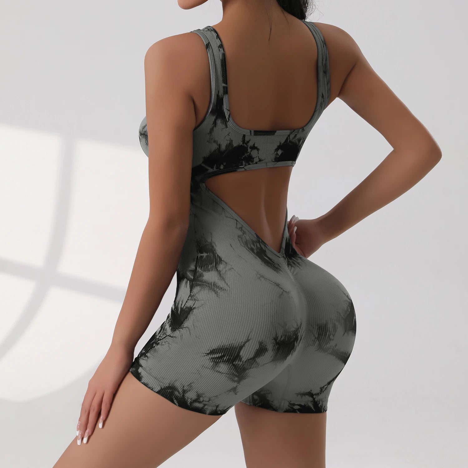 V-förmiger freiliegender Taille für Damen, Sommer-Overalls, Fitness, Alltagskleidung, lässige Yoga-Workout-Overalls