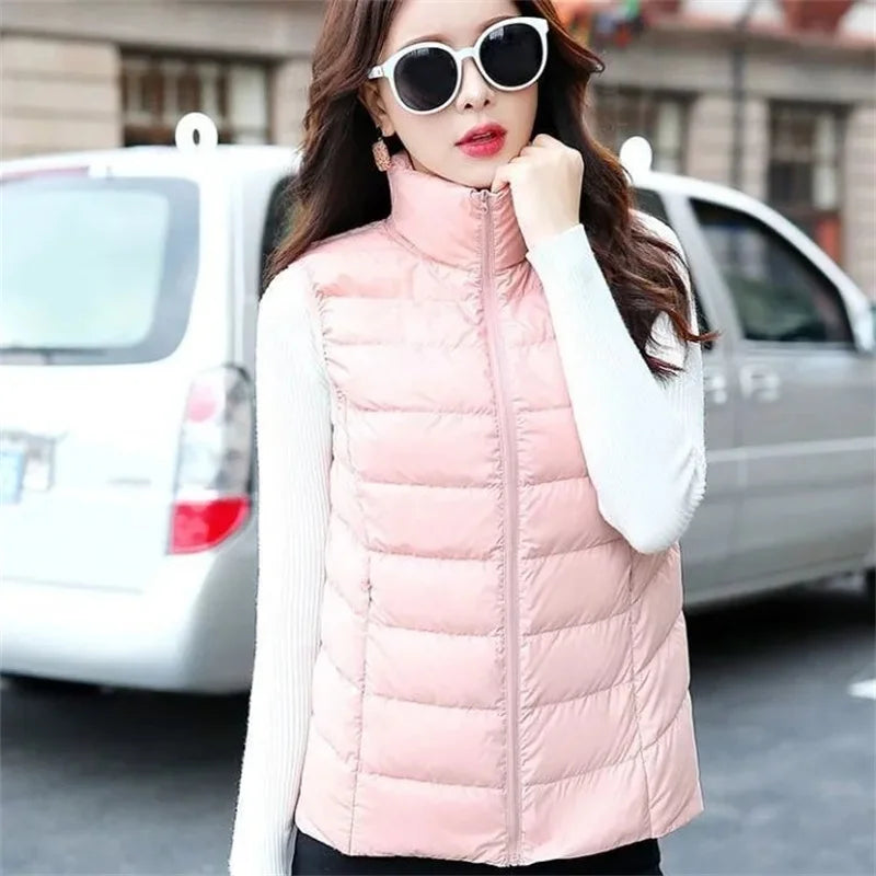 Weiße Ente Unten Jacke Frauen Weste Herbst Winter Ärmellose Weste Warme Leichte Puffer Jacke Weibliche Tops Outwear 8XL