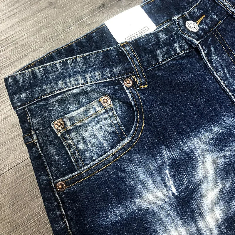 Männer Mode Denim Shorts Löcher Jeans Neue Sommer Männlichen Blau Zerrissene Jeans Shorts Hohe Qualität Mann Gerade Fit Denim Shorts größe 38