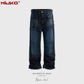 MIJKO Herren Jeans American Double Knee Straight Jeans