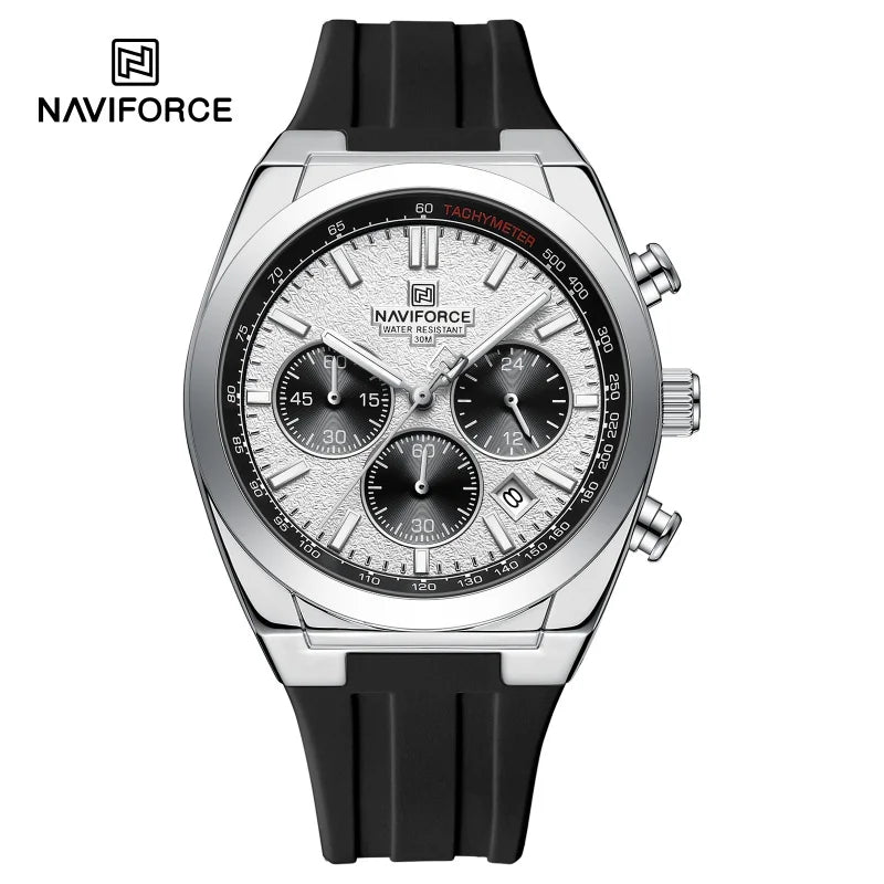 NAVIFORCE Herrenuhren, multifunktionaler Chronograph, Silikonarmband, leuchtende Zeiger, 3ATM wasserdicht, hochwertiges Original für Herren