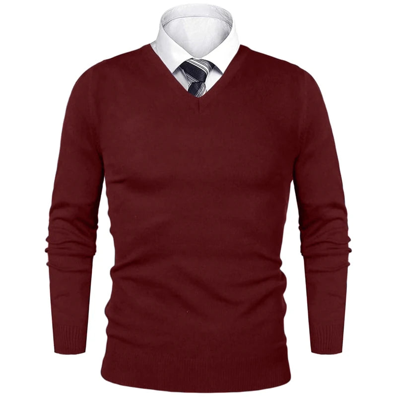 Animal Game Herren-Business-Pullover, lässiger Pullover mit V-Ausschnitt, kalte Bluse, leichter Wollstrick für den Außenbereich, luxuriöser Herrenpullover