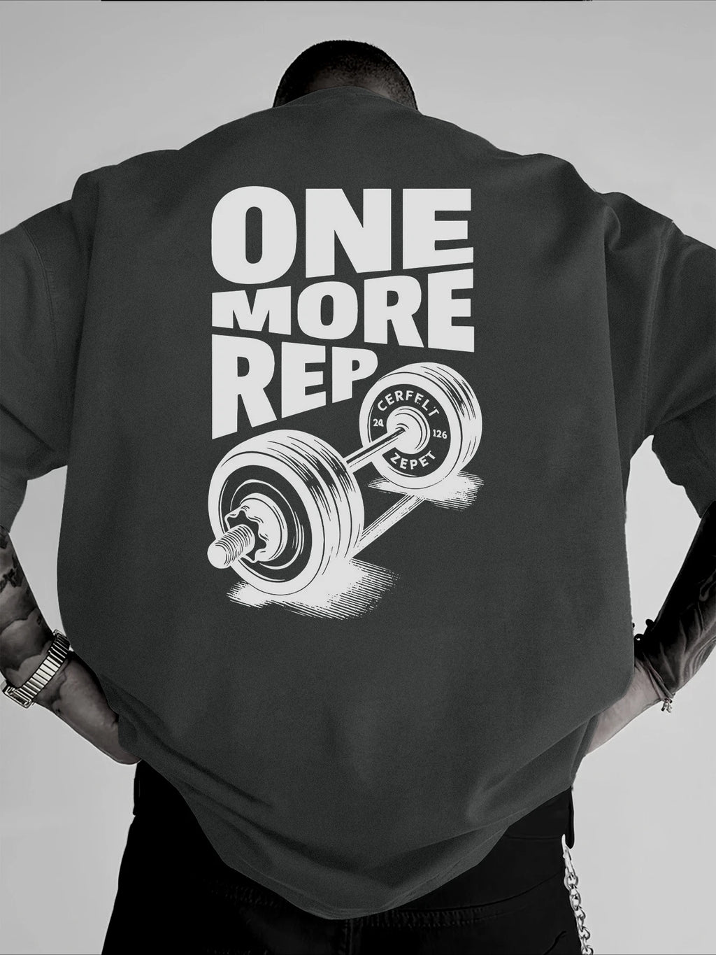 Herren T-Shirt Vintage Lustiges Fitnessstudio Workout ONE MORE REP Gewichtheben Damen Streetwear Baumwolle Übergroße T-Shirts Kurzarm Lose Top
