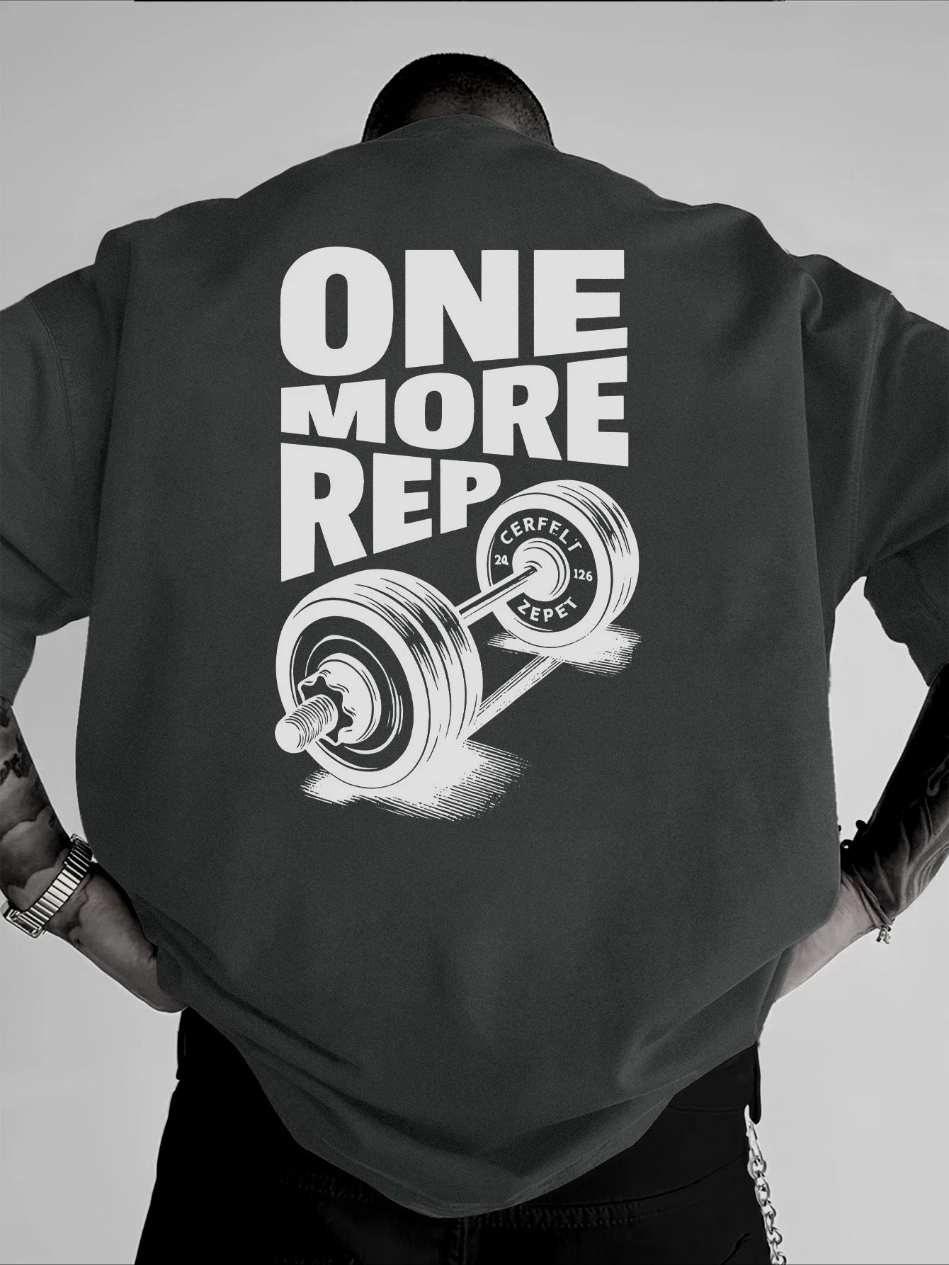 Herren T-Shirt Vintage Lustiges Fitnessstudio Workout ONE MORE REP Gewichtheben Damen Streetwear Baumwolle Übergroße T-Shirts Kurzarm Lose Top
