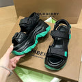 Sommer Neue Dicken Boden Sandalen für Frauen Casual Sport Stil Runden Kopf High Heels Weibliche Schuhe Schwarz Gladiator Sandales Femmes