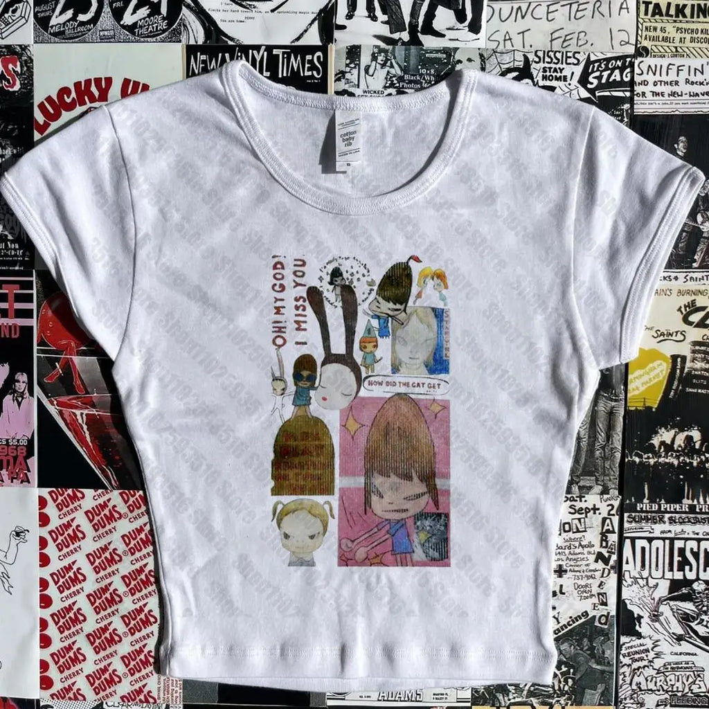 Ästhetische Brief Tank top Crop Tops T-shirt Kurzarm Weste Tees Harajuku Streetwear Hosenträger Frauen Kleidung hemd 2000er Jahre