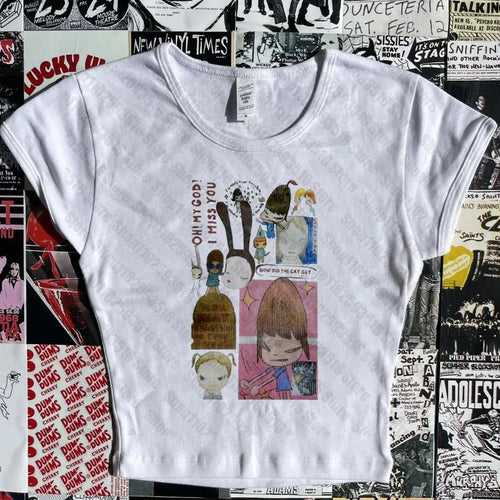 Ästhetische Brief Tank top Crop Tops T-shirt Kurzarm Weste Tees Harajuku Streetwear Hosenträger Frauen Kleidung hemd 2000er Jahre