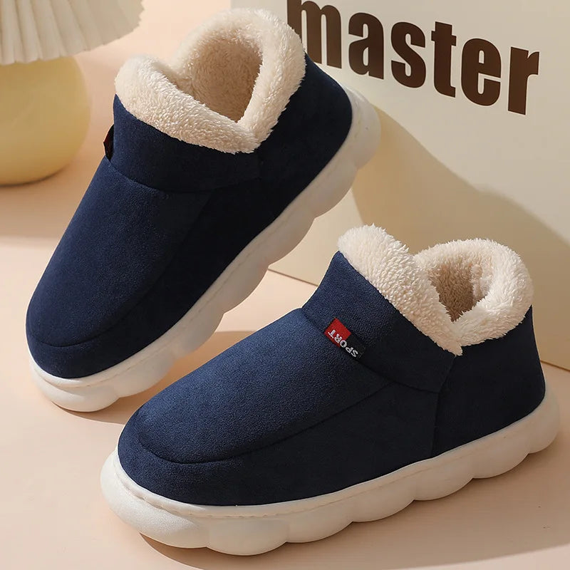 KIDMI Winter Herren Hausschuhe Warme Frauen Hausschuhe Im Freien Rutschfeste Männer Baumwolle Stiefel Flauschige Fuzzy Männer Schuhe Casual Pelzigen Hausschuhe