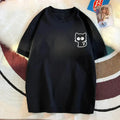 Weibliche Casual Druck Oansatz Kurzarm T-Shirt 2025, Neue Sommer Trend Alle-spiel Lose Cartoon Pullover Top T Frauen kleidung