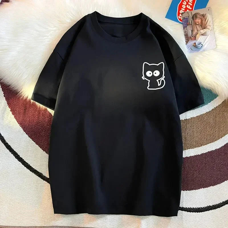 Weibliche Casual Druck Oansatz Kurzarm T-Shirt 2025, Neue Sommer Trend Alle-spiel Lose Cartoon Pullover Top T Frauen kleidung