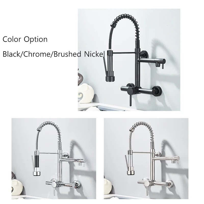Wand Küchen armatur Pull Down Hochdruck Sprüh kopf heißes und kaltes Wasser drehen Wasserhähne Einhand 2 Wasser auslass