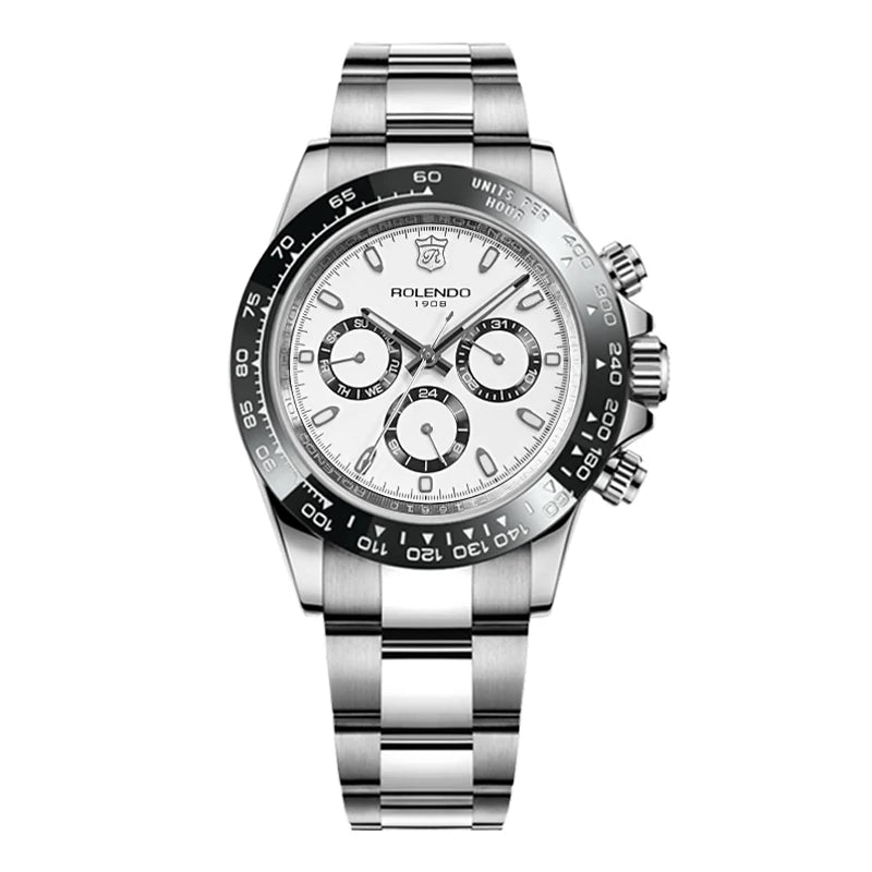 ROLENDO Luxuriöse automatische Taucheruhr für Herren, 40,5 mm, Mineralkristall, leuchtendes Datum, 30 ATM, hochwertige mechanische Herren-Armbanduhr, Geschenk