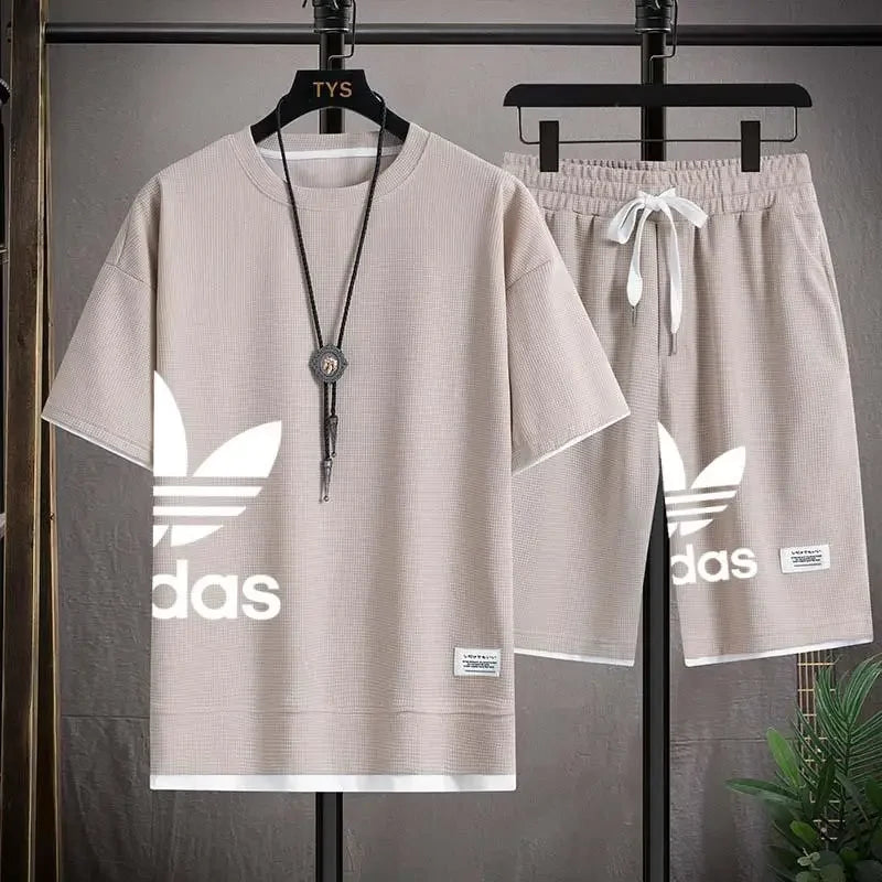 Sommer 2025, neues Herren-Pullover-Sportbekleidungsset, modisches Basketball-Herren-Freizeit-Kurzarm-T-Shirt + Shorts, zweiteiliges Set