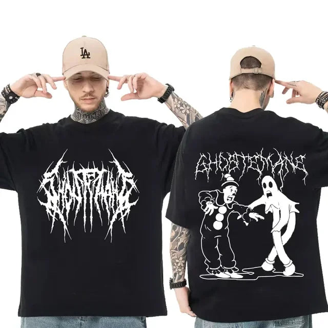 Männer Frauen Drucken T-shirt Mode Hip Hop Metall Gothic Rock T Shirt Lose Streetwear Sommer Lose Sport T Shirt Y2K Kurzarm