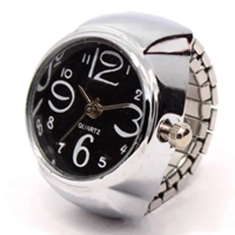Vintage Punk Finger Uhr Mini Gummiband Legierung Uhren Paar Ringe Schmuck Uhr Retro Römischen Quarzuhr Ringe Frauen Männer
