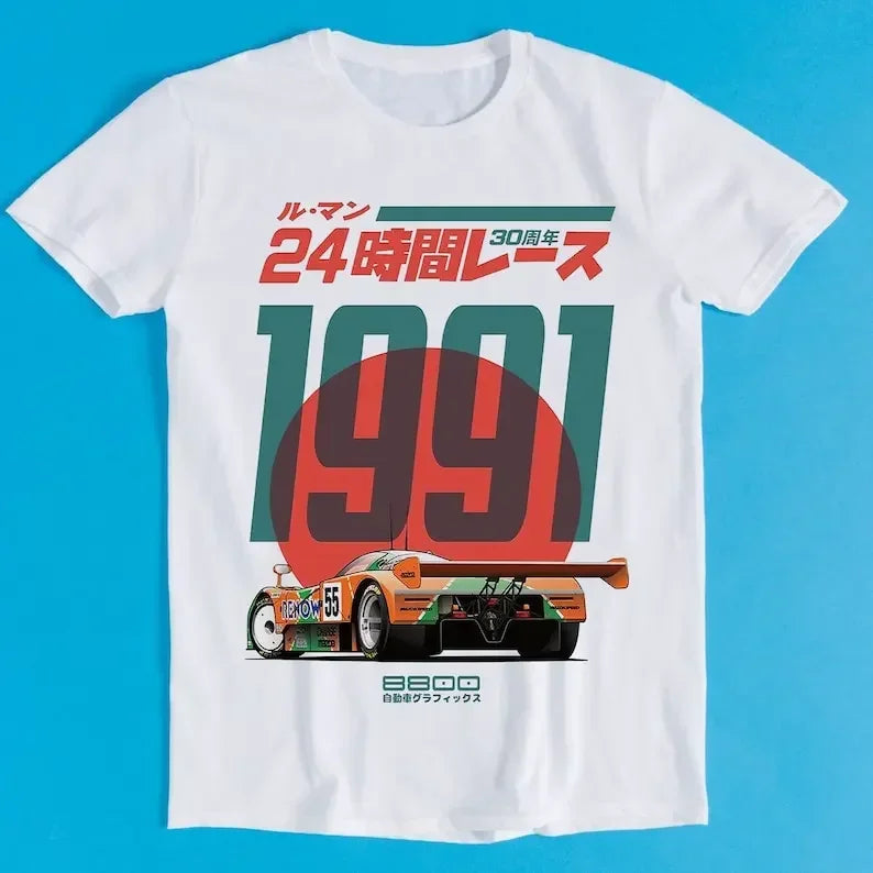 Japanisches 787B Jubiläum 30. Le Mans Retro Lustige Kunst Zeichnung Gamer Anime Kult Meme Film Musik Geschenk Baumwolle T-Shirt Lustiges T-Shirt