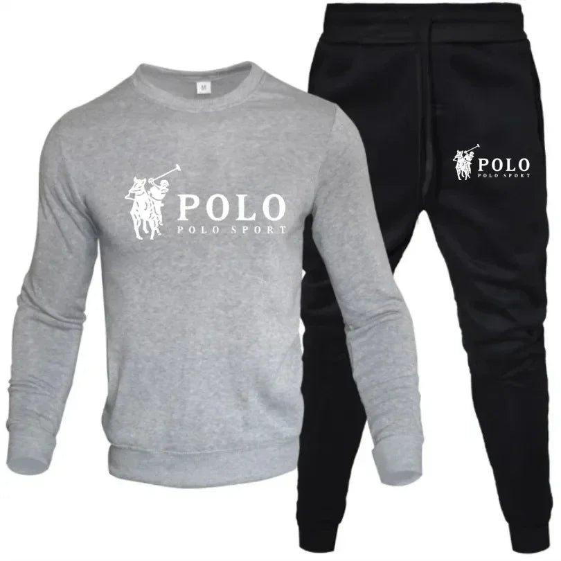 Frühling und Herbst Freizeit Fitness Jogging Mode Anzug Herren und Damen Rundhalspullover mit langen Ärmeln + Hose 2 Sets