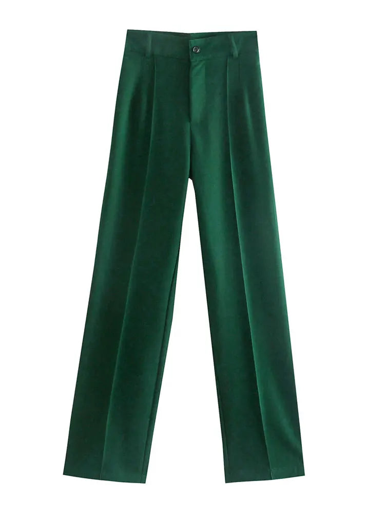 Frauen Chic Mode Büro Tragen Gerade Hosen Vintage Hohe Taille Zipper Fliegen Weibliche Hose Mujer